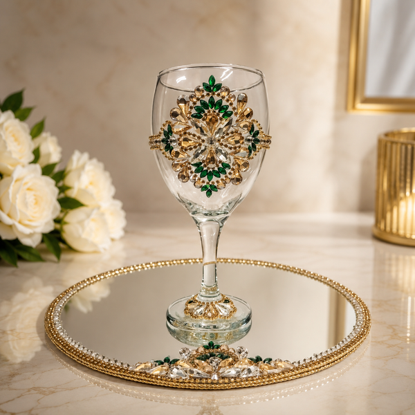 Luxury Doodh Pilai Glass & Tray Set