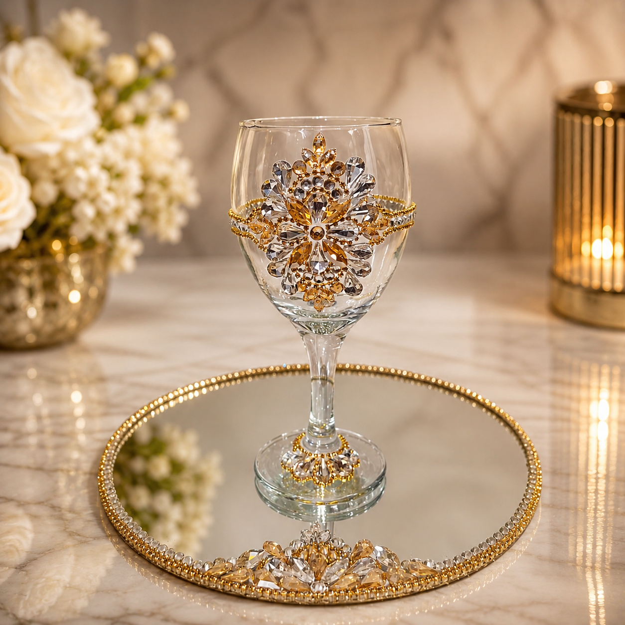 Luxury Doodh Pilai Glass & Tray Set