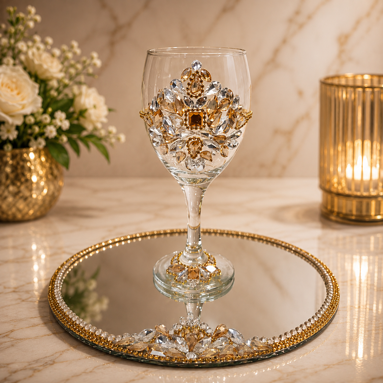 The Imperial Star – Premium Doodh Pilai Glass & Mirror Tray Combo