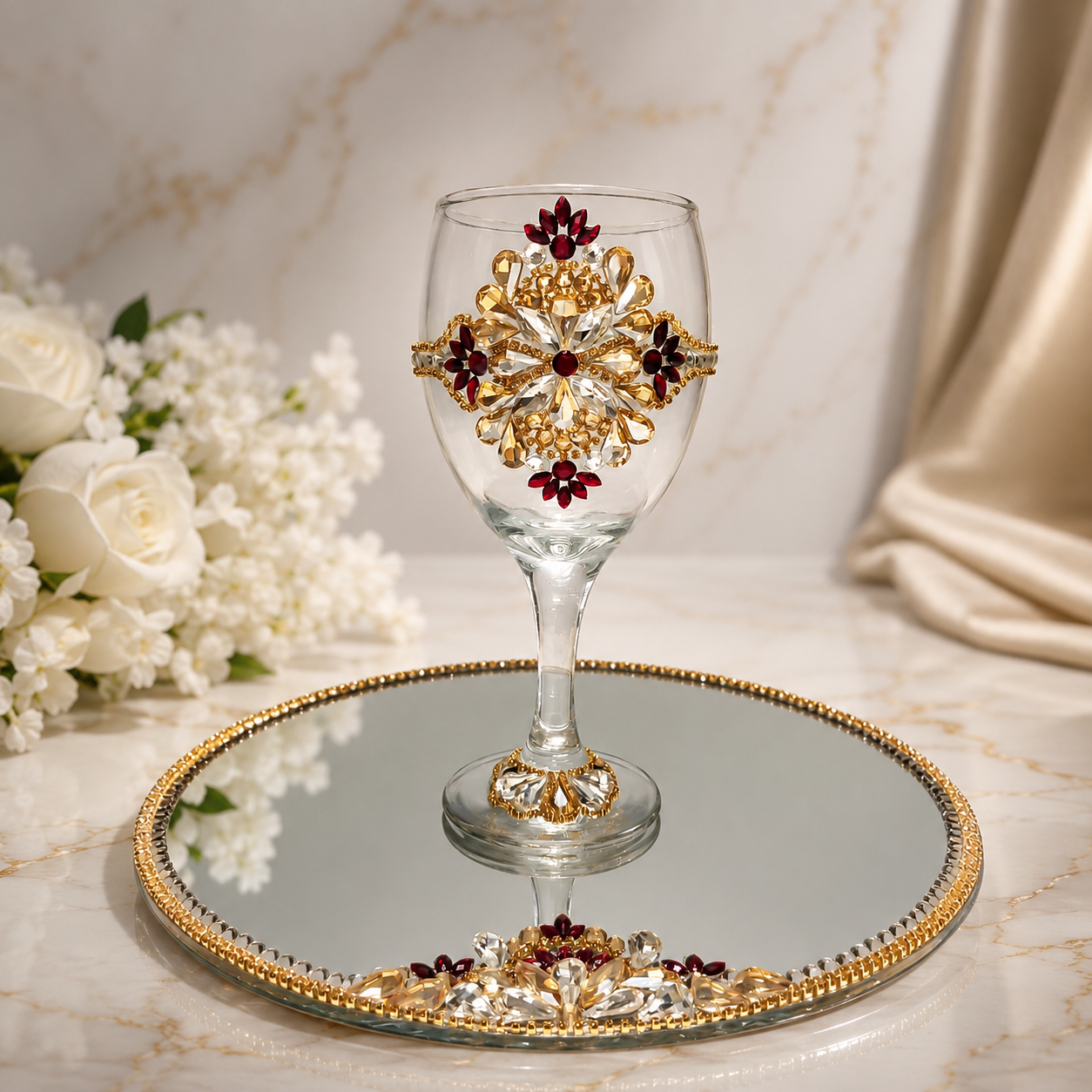 Luxury Doodh Pilai Glass & Tray Set
